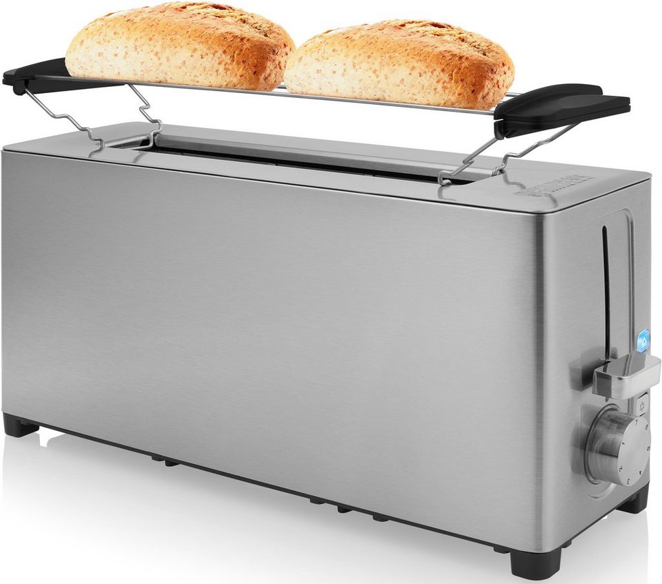 PRINCESS Toaster 142401, 1 langer Schlitz, 1050 W, Edelstahl, 2 kleine