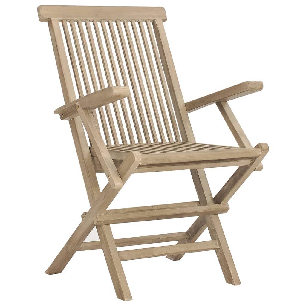 Massivholz 4 Gartenstühle cm 56x61x89 Gartenstuhl Grau Teak Stk. (4 St) vidaXL Klappbar