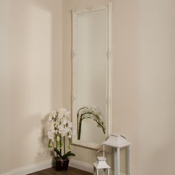 LebensWohnArt Wandspiegel Stilvoller Spiegel GRANDE 190x65cm antik-weiss Barockstil Facette