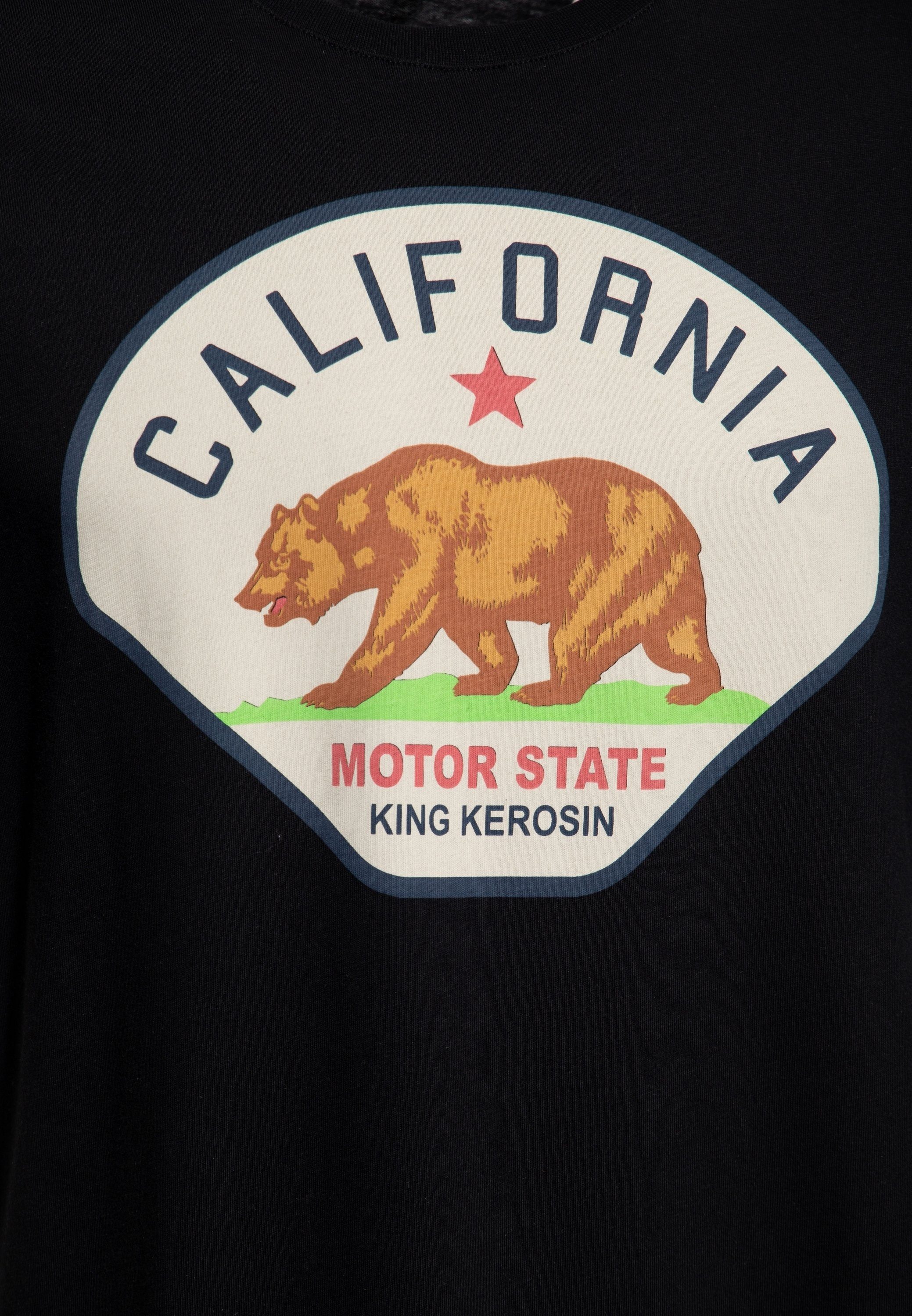 Logo mit California schwarz Motor Print-Shirt State kalifornischem KingKerosin