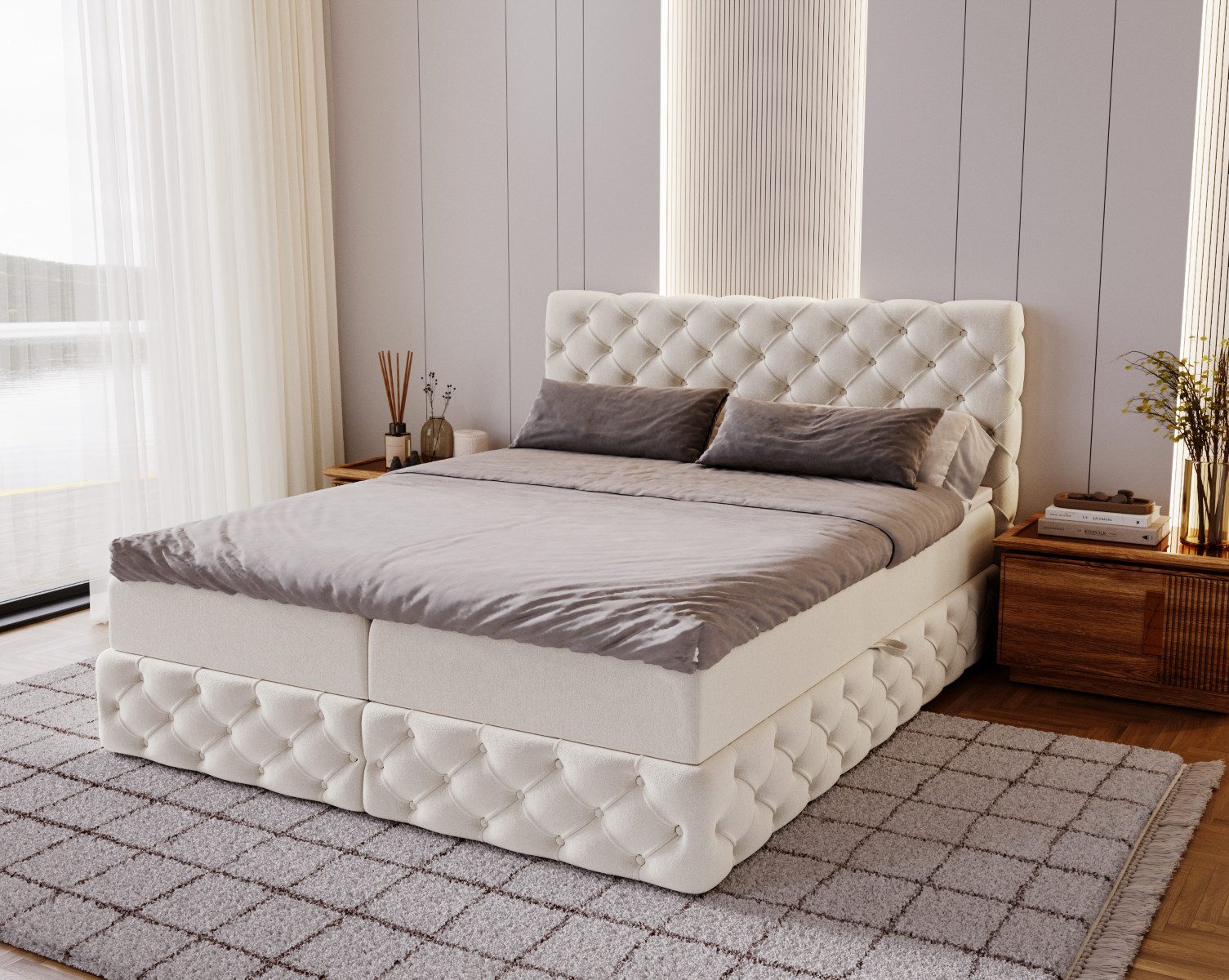 Kaiser Möbel Boxspringbett Chesterfield-Kontinentalbett Luxury Stoff günstig online kaufen