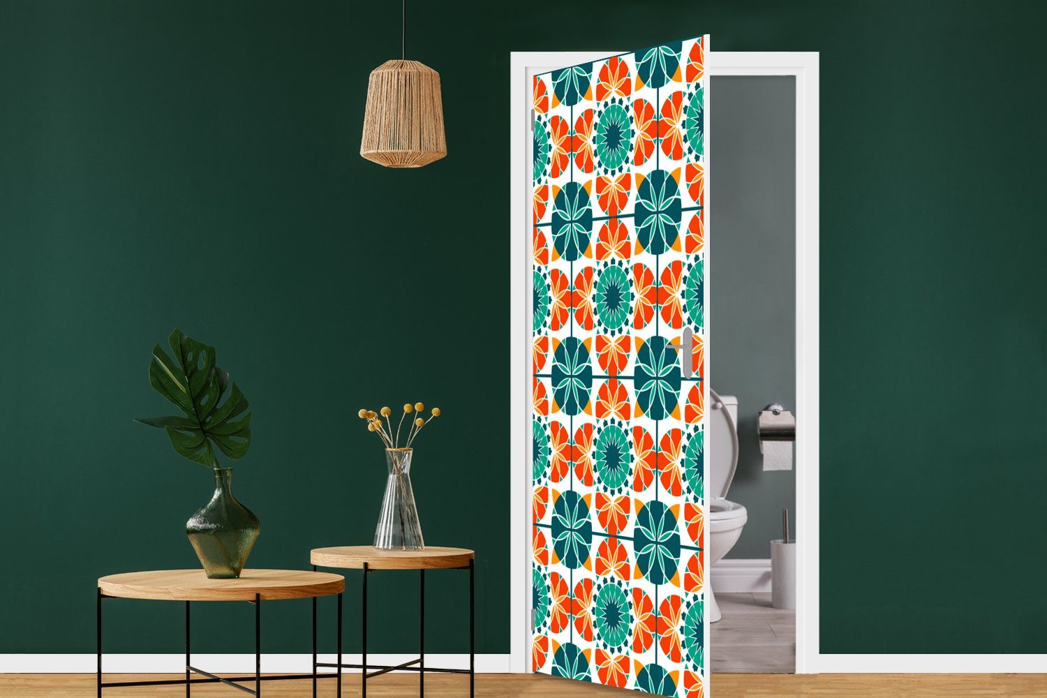 MuchoWow Türtapete Ein symmetrisches Muster (1 aus marokkanischen bedruckt, dem Matt, 75x205 cm Türaufkleber, St), Fototapete Tür, für Mosaik