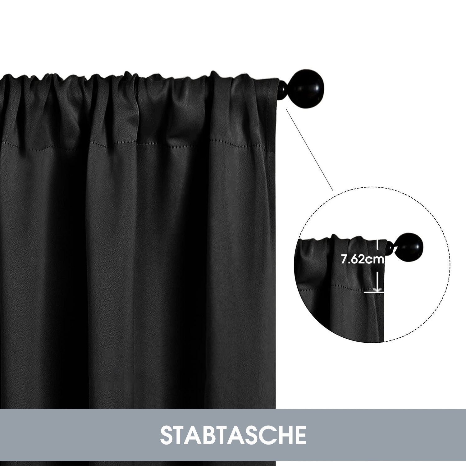 BYSURE Scheibengardine (2 St), Stangendurchzug, verdunkelnd, kurz Scheibeng günstig online kaufen
