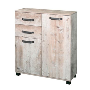 Lomadox Hochschrank LIMA-04 Badschrank Sideboard Kommode Findusschalung 80,6x94,8x32 cm