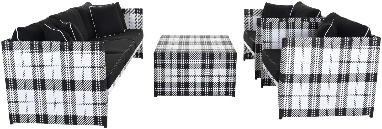 Krines Home Sitzgruppe Set/5 Exklusives Gartenmöbel Set Sitzgarnitur Polyrattan Sitzgruppe, (5-tlg., 2x Sessel, 1x Sofa, 2x Tische), wetterfeste Sitzgruppe für 5 Personen, wasserabweisende Polster