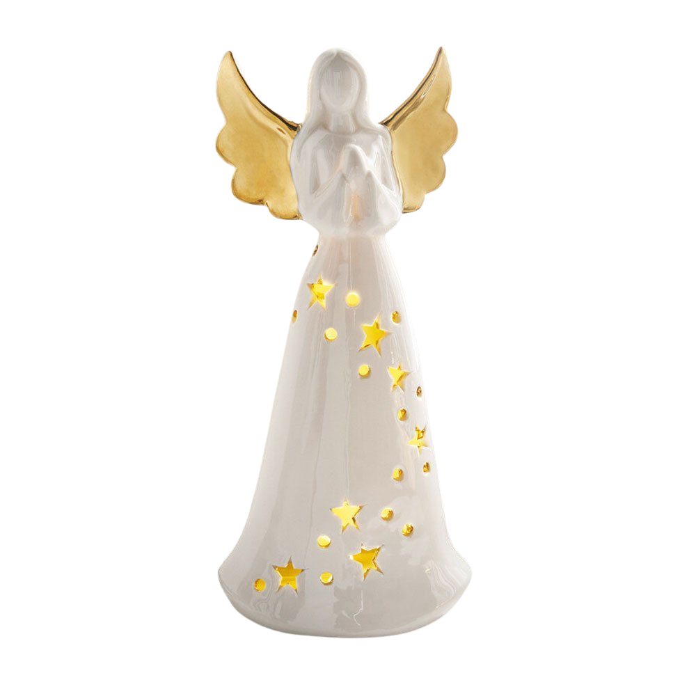 Home-trends24.de Engelfigur LED Engel Figur Deko Weihnachten Weiß Gold Batt günstig online kaufen