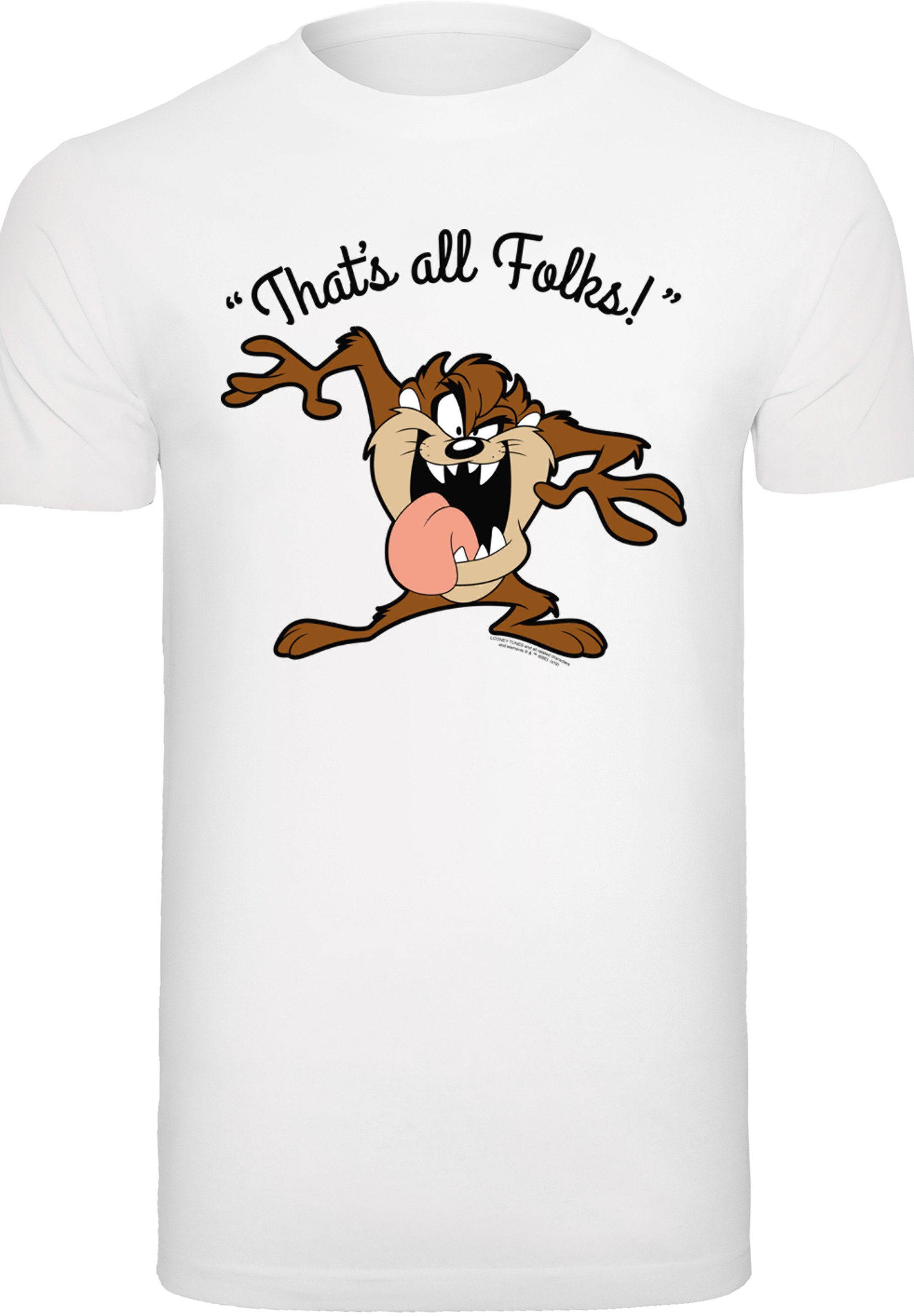 Looney T-Shirt Print Tunes Folks That's All F4NT4STIC Taz weiß