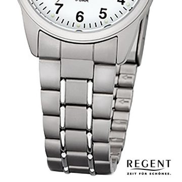 Regent Quarzuhr Regent Damen-Armbanduhr silber grau Analog, (Analoguhr), Damen Armbanduhr rund, klein (ca. 26mm), Titanarmband
