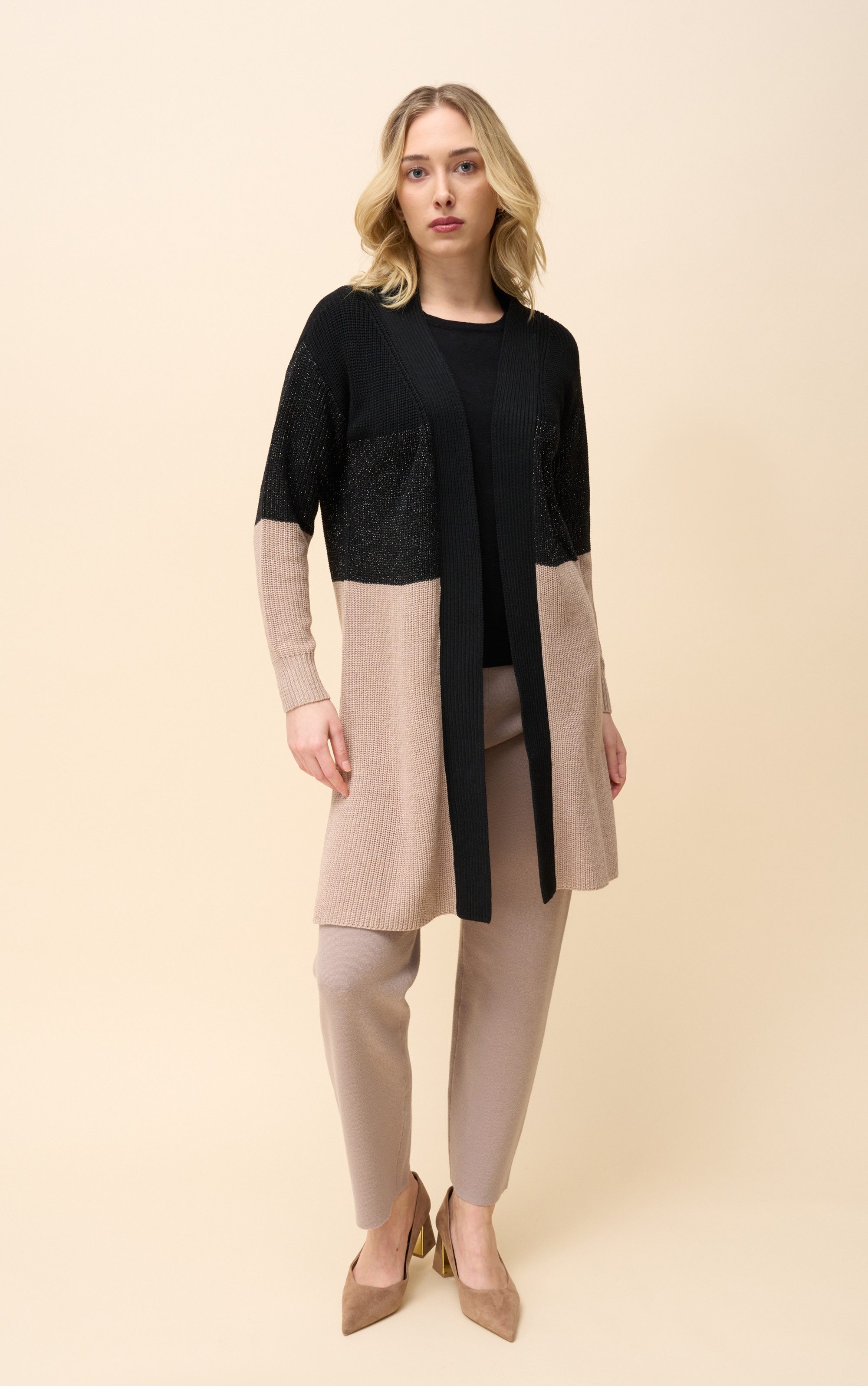 Passioni Cardigan Lang mit Farbblock günstig online kaufen