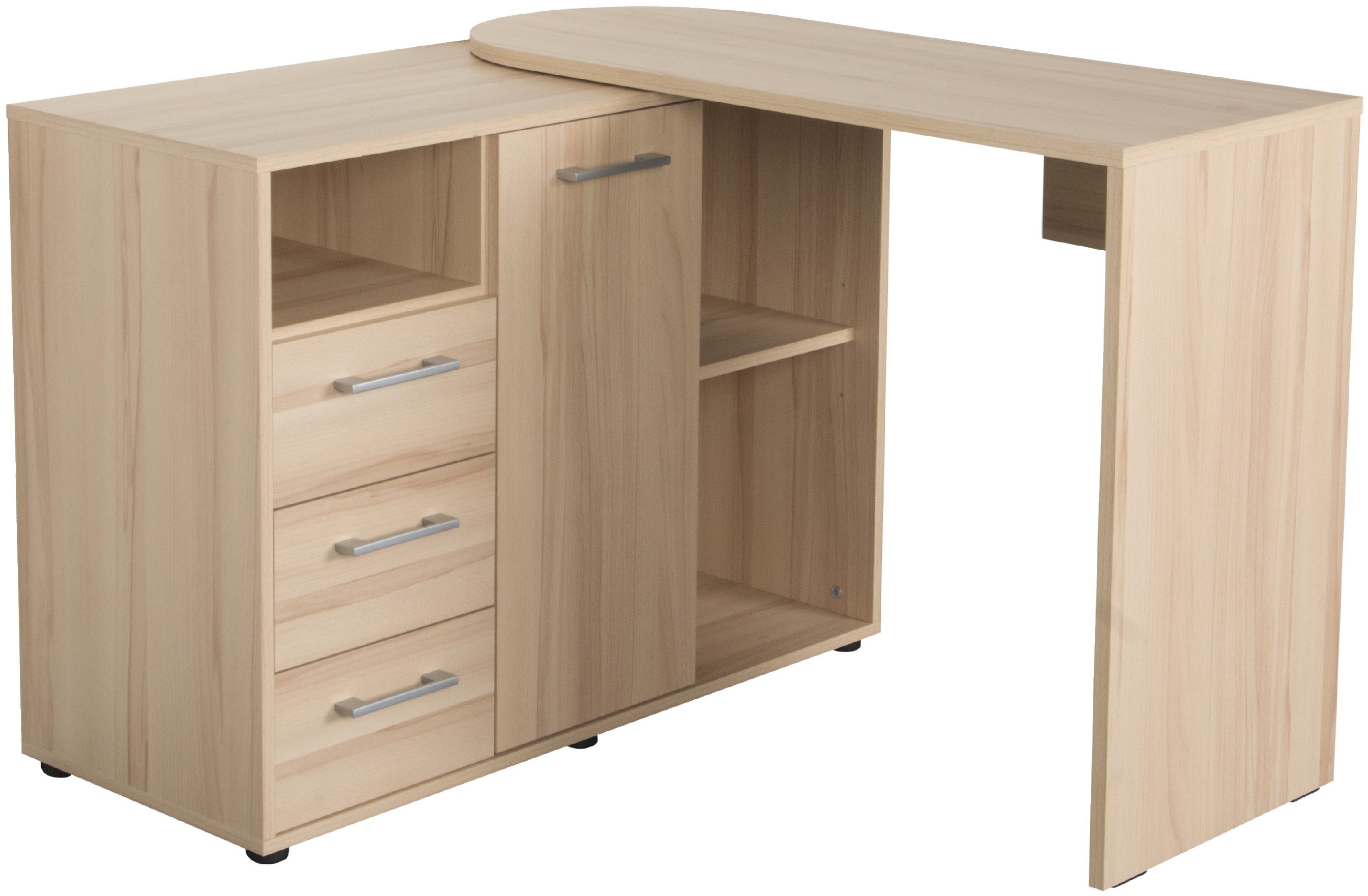 VOGL Möbelfabrik Schreibtisch 1246 mit schwenkbarer Tischplatte, platzsparend, Breite 98-149 cm, Made in Germany