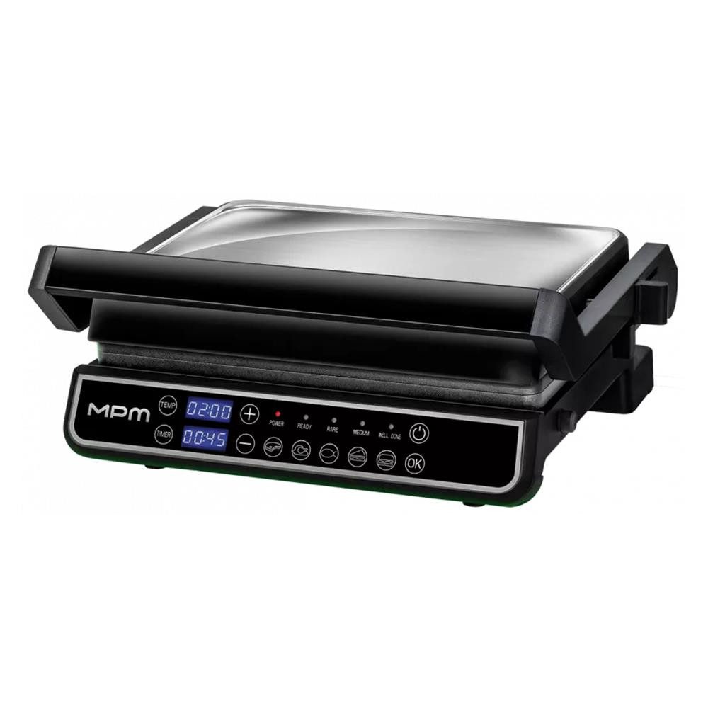 MPM Kontaktgrill MGR-14M, 2400 W, 5 Programme, 180° aufklappbar, LED-Display, abnehmbare Platten