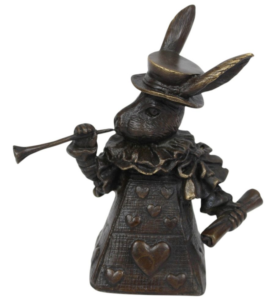 JS GartenDeko Dekofigur Elegante Tischglocke Hase im Jugendstil Bronze H 11,3 cm Herzkönigin
