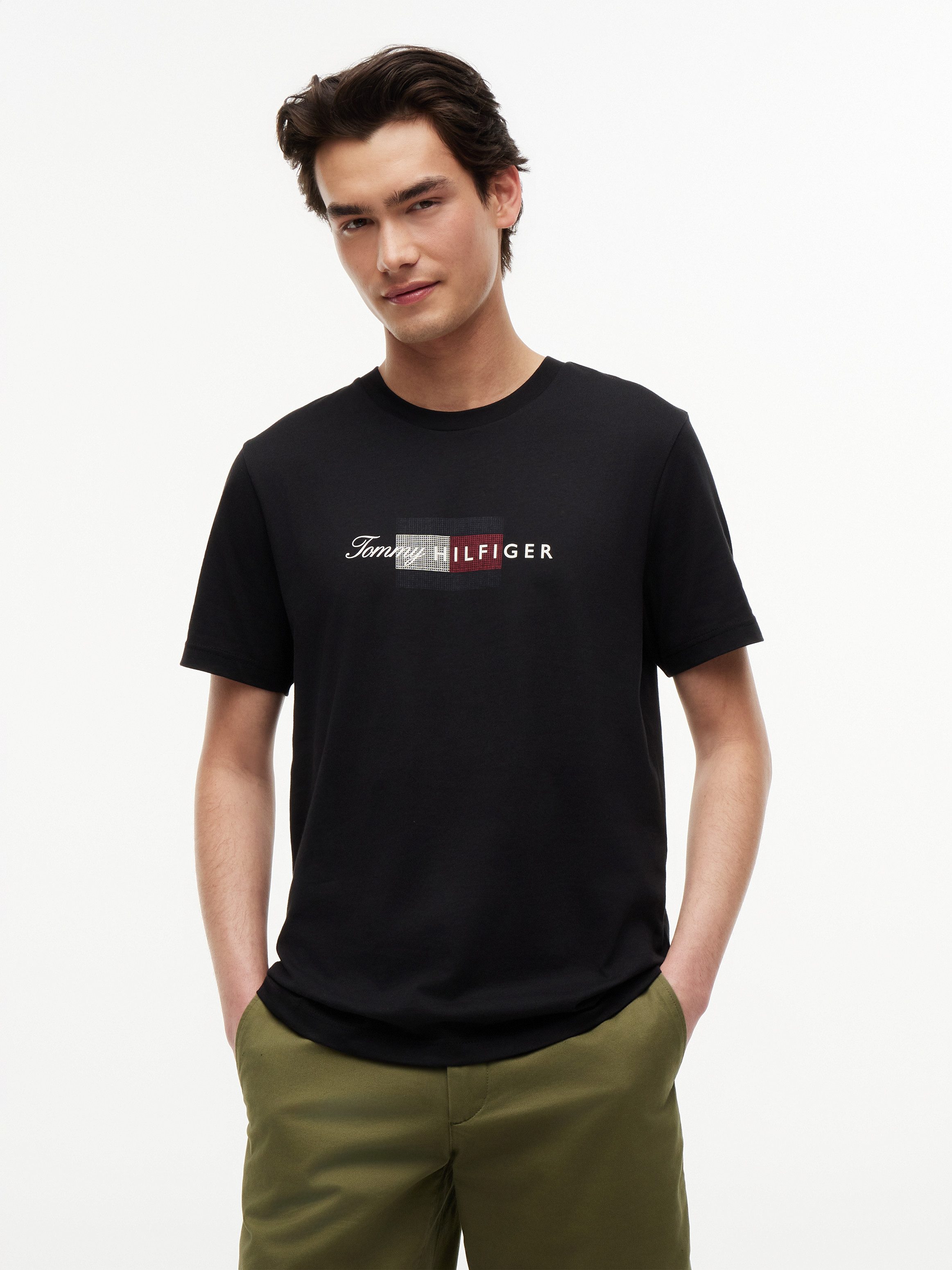 Tommy Hilfiger T-Shirt SCRIPT FLAG REGULAR TEE aus Jersey mit Flag-Grafik