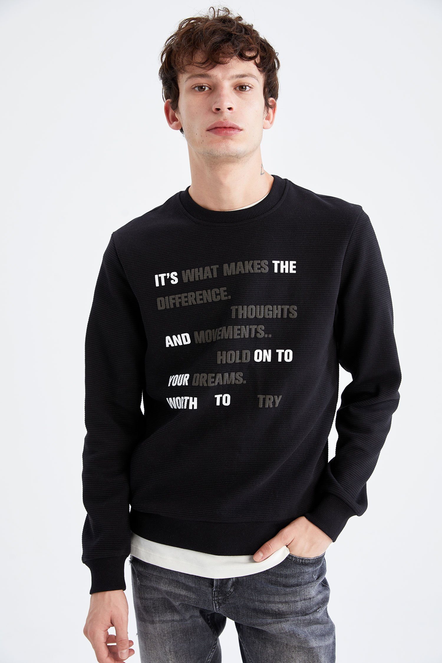 DeFacto Sweatshirt »Herren Sweatshirt SLIM FIT«