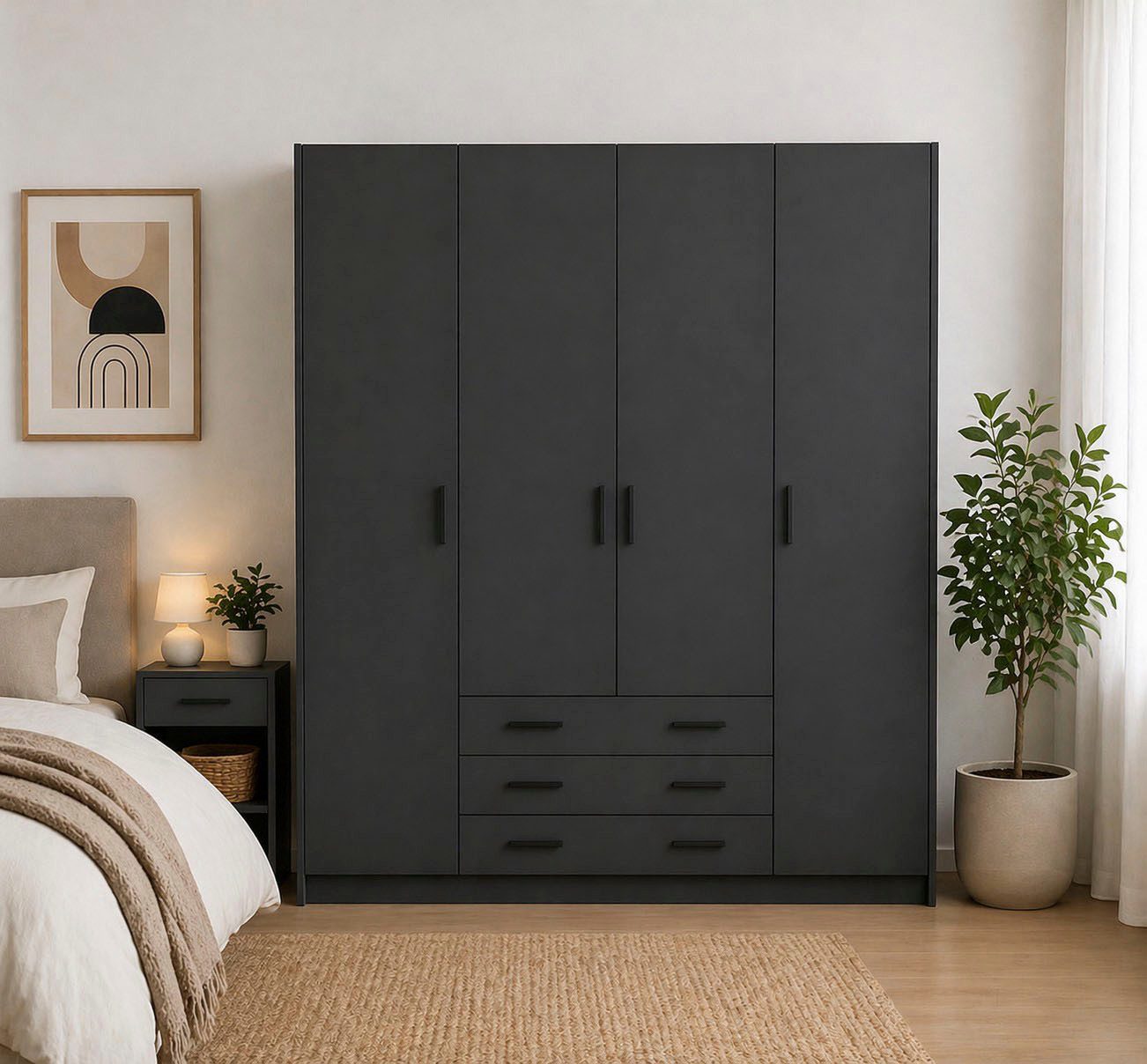 Home affaire Kleiderschrank Sprint, viel Stauraum, robuste Qualität, 3 Breiten 98, 147, 195 cm Breite 98,5/147 oder 195,5 cm, je mit Einlegeböden und Kleiderstange