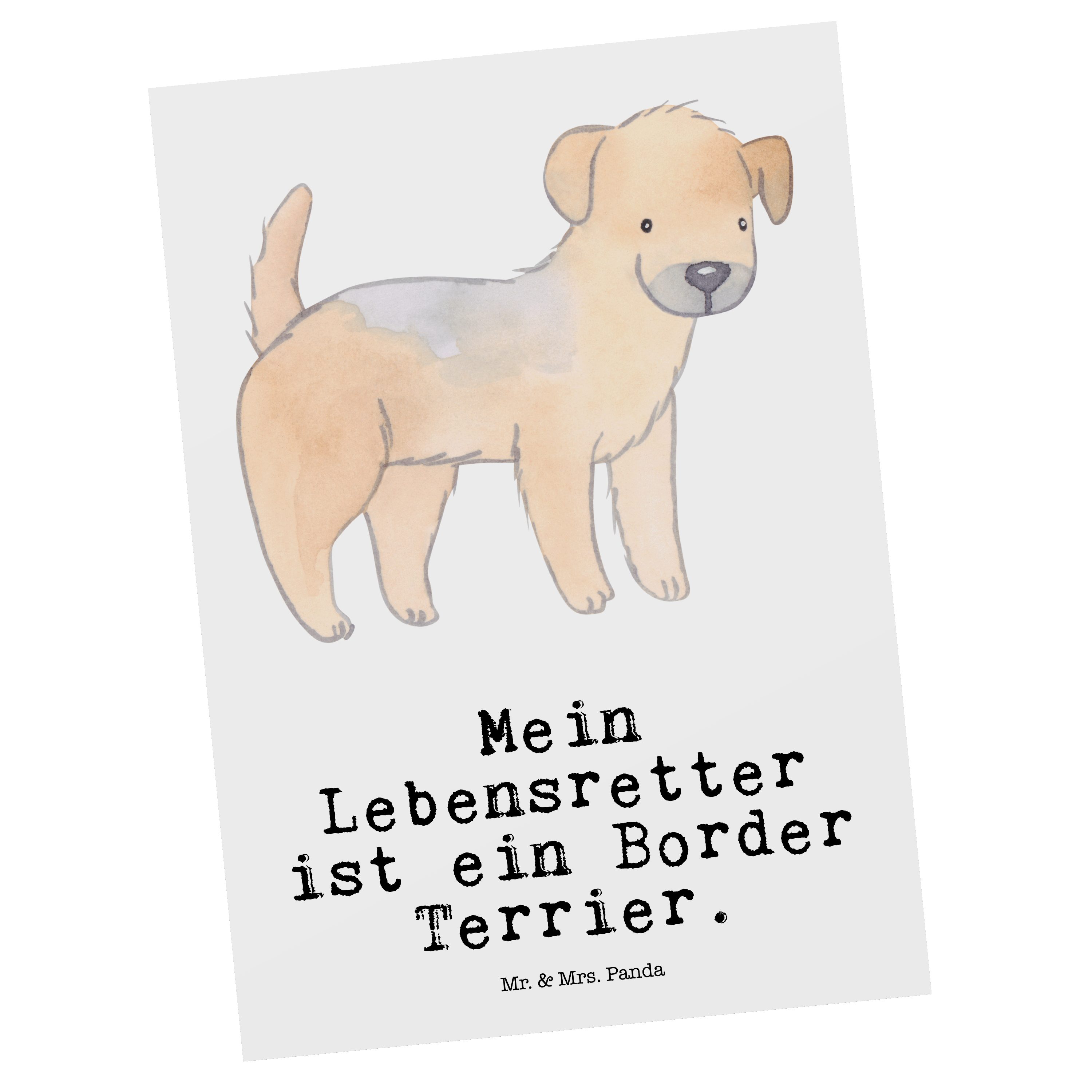 Geschenk, Geschenkkart - Mr. & Terrier Lebensretter Weiß Panda Mrs. Border - Schenken, Postkarte