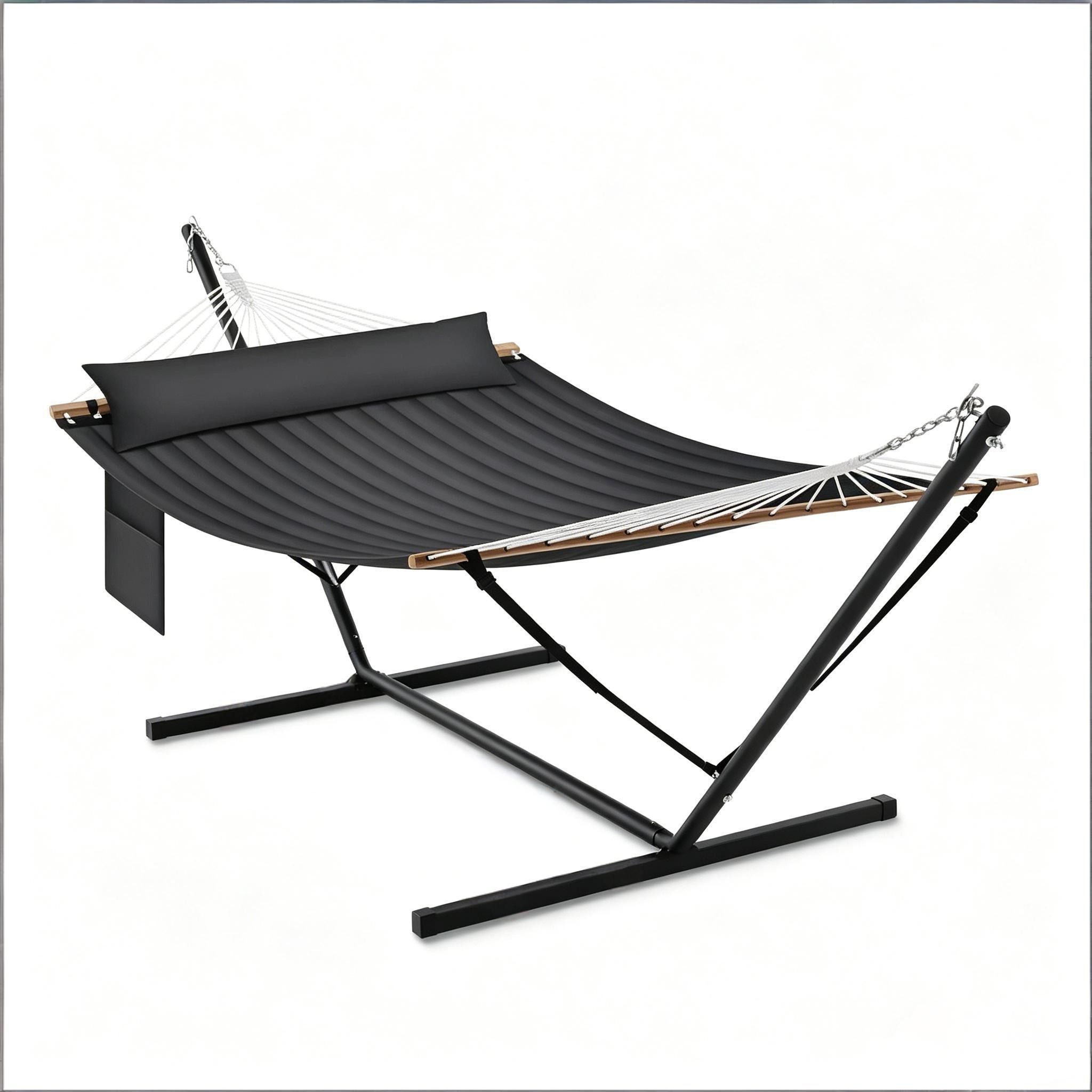 CHICFURN Hängematte Gartenhängematte als Doppelmodell mit bequemer Liegefläche (Packung, 1 St., Nur mit Hängematte), Anthrazit, Gewichtskapazität 250 kg