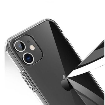 OLi Sichtschutzfolie Transparente Silikon Hülle mit Sichtschutzglas für IPhone 12 Mini, (Spar Set 2in1, 1-St., Privacy), mit Kamera Schutz 5,4 Zoll, Stoßfeste TPU Silikon & Displayschutz