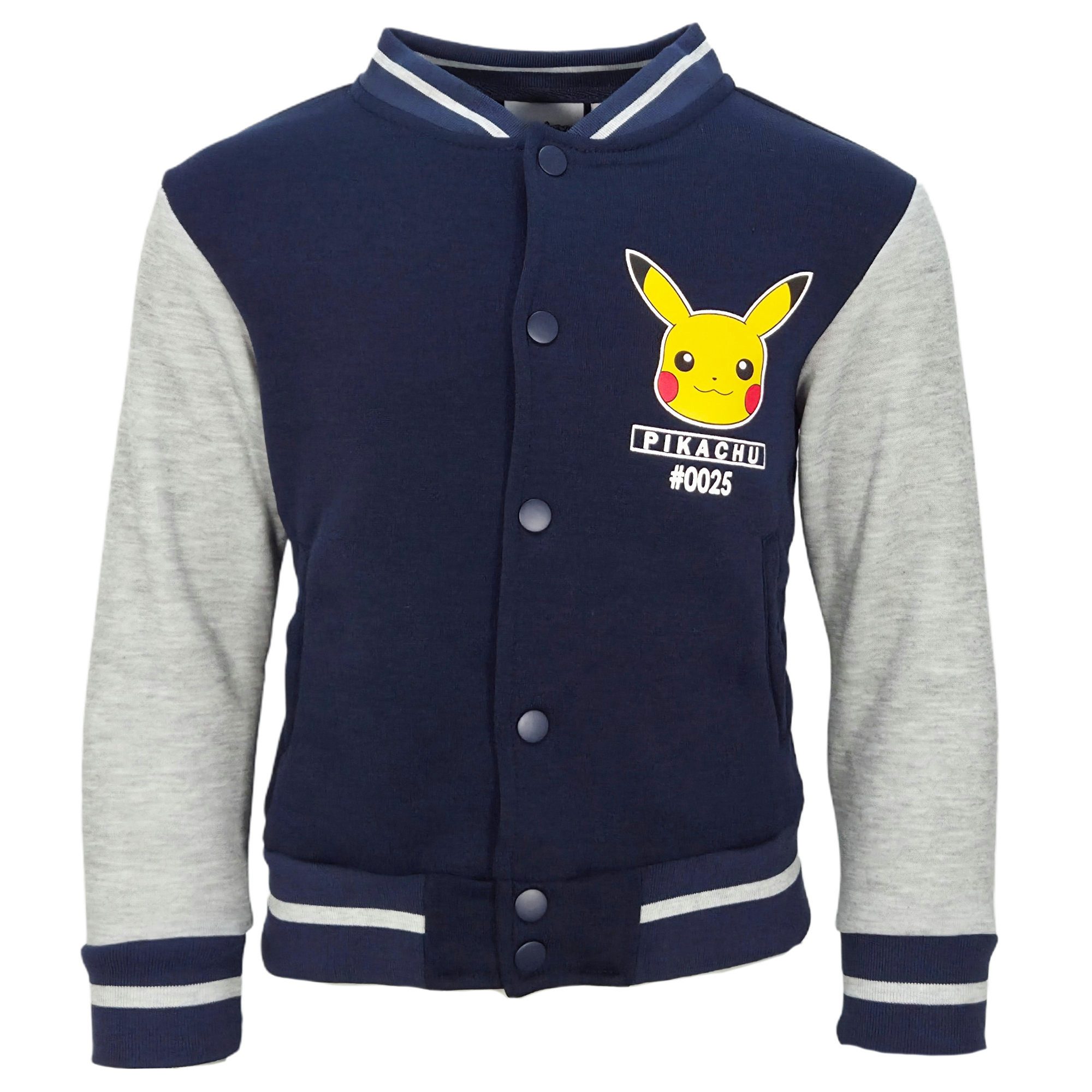 POKÉMON Collegejacke Pokémon Pikachu Kinder Baseballjacke Jungen Jacke mit Druckknöpfen Gr. 98 bis 128