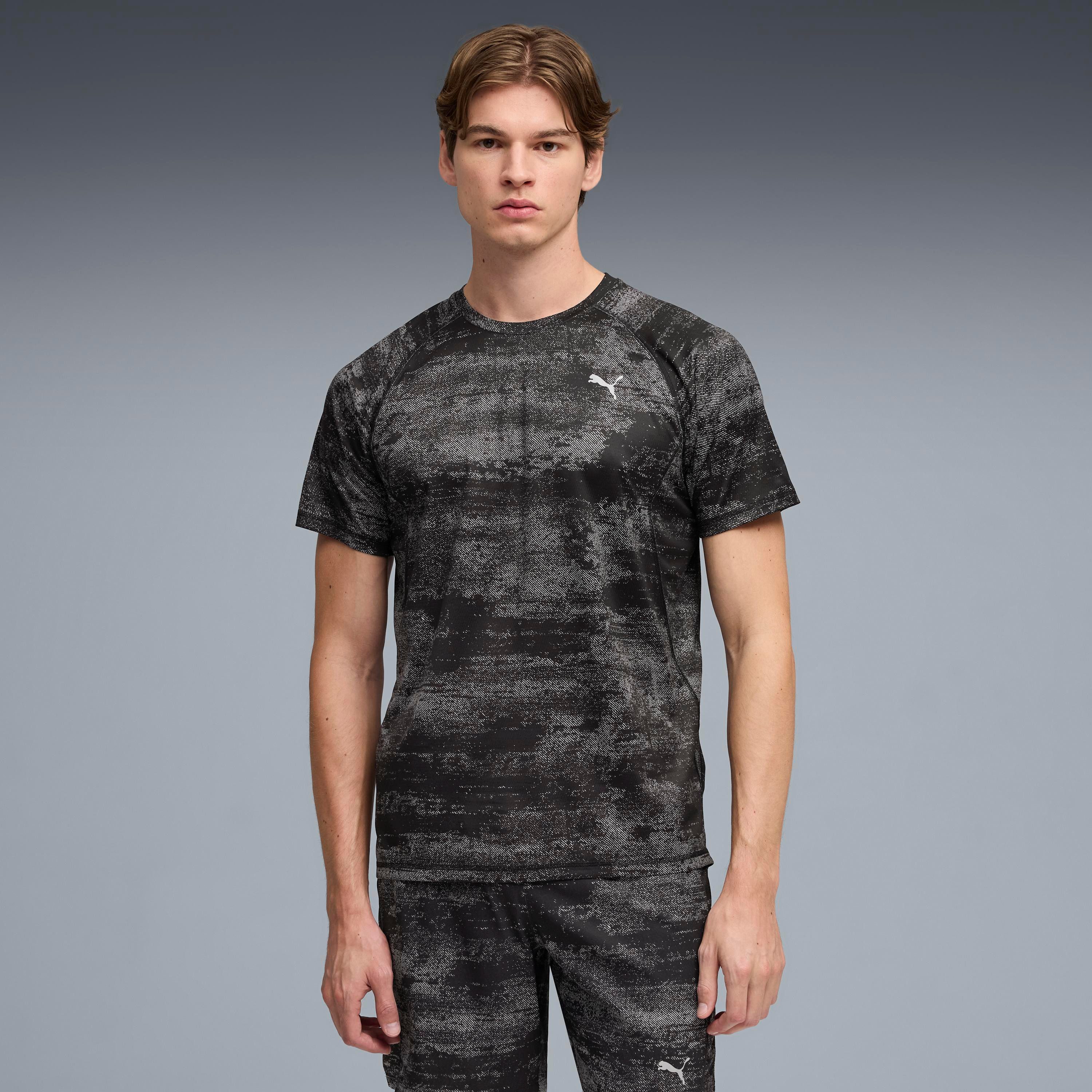 PUMA Laufshirt M RUN VELOCITY AOP TEE Slim Fit Passform, kurze Ärmel, für Training, mit Print-Applikation