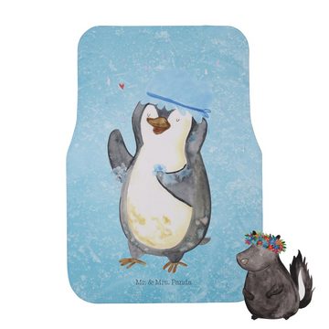 Fußmatte Pinguin Duschen - Eisblau - Geschenk, Fußmatte Auto, Pinguine, Schmut, Mr. & Mrs. Panda, Höhe: 0.5 mm
