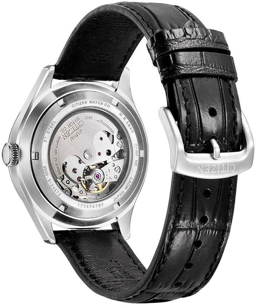 Citizen Automatikuhr Crystal Seven NH8390-20LC, Armbanduhr, Mechanische Uhr, Herrenuhr, Datum, Lederarmband – Bild 4 von 4