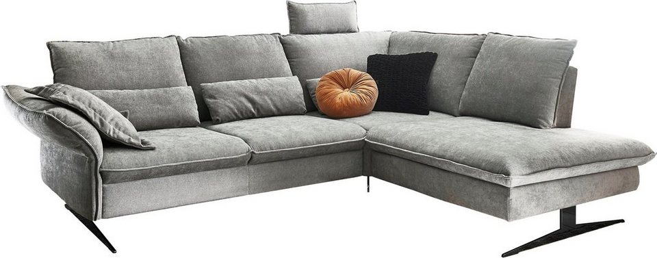 3C Carina Ecksofa, 1 Teile, incl. 2 Kopfstützen, mit klappbarer Armlehne,  weiches Sitzgefühl