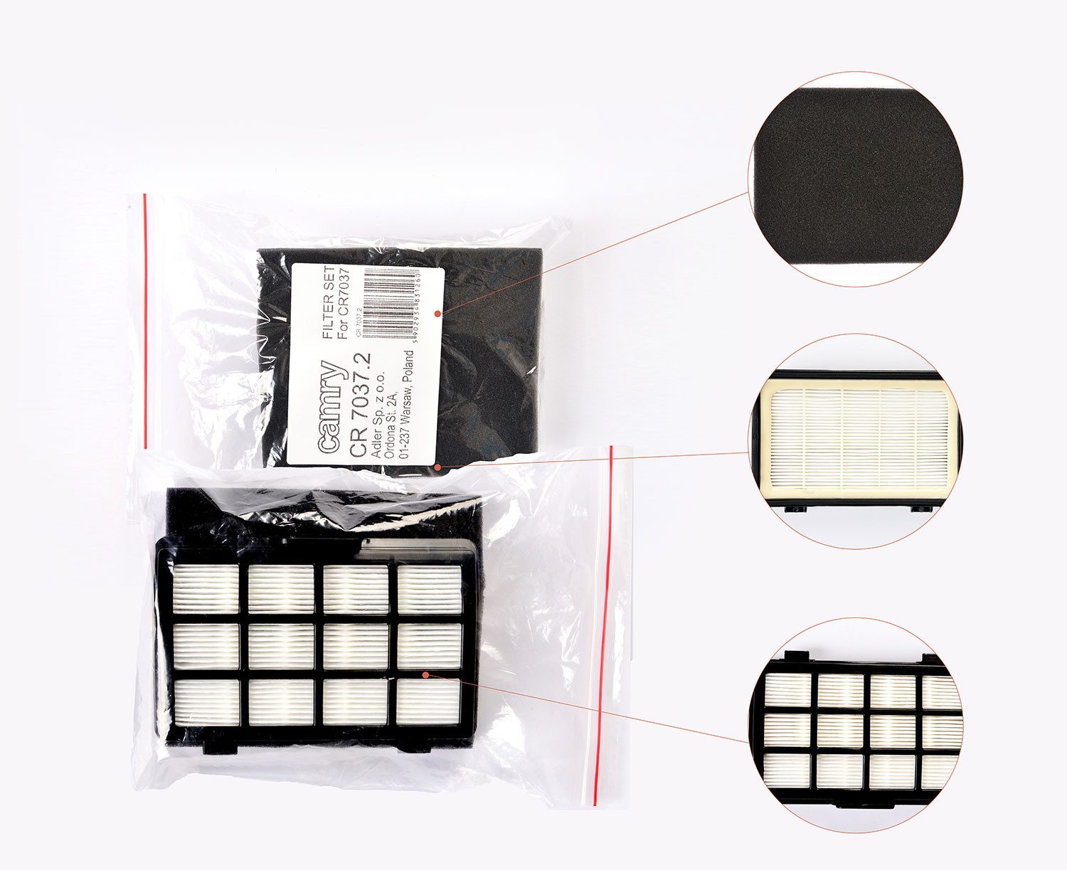 Camry Akku-Handstaubsauger Camry CR 7037.2 Ersatz Hepa-Filter und Abluftfilter für CR7037