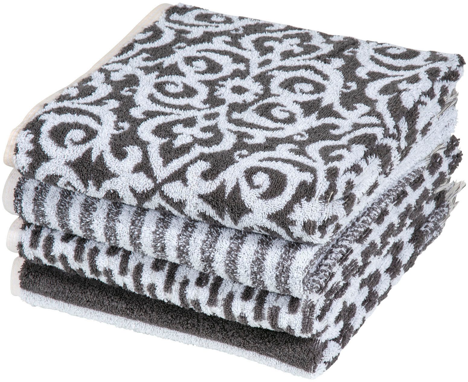 PAD Handtuch Set FAMILY, 50x100 cm, Frottee (Set, 8-St), Made in Europe, gestreift, Ornamente, mit Fransen