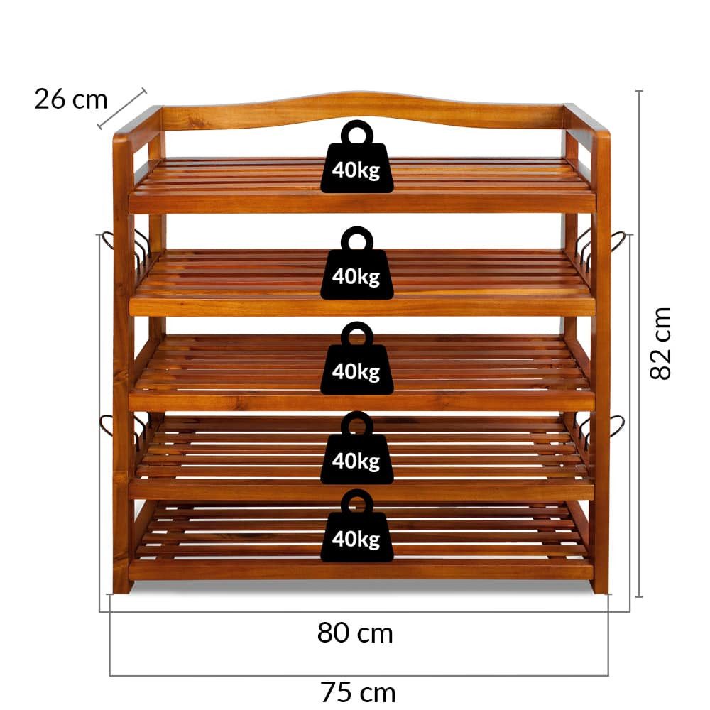 Casaria Schuhregal Akazie, Holz FSC®-Zertifiziert 5 Ebenen 80x26x82cm Akazi günstig online kaufen
