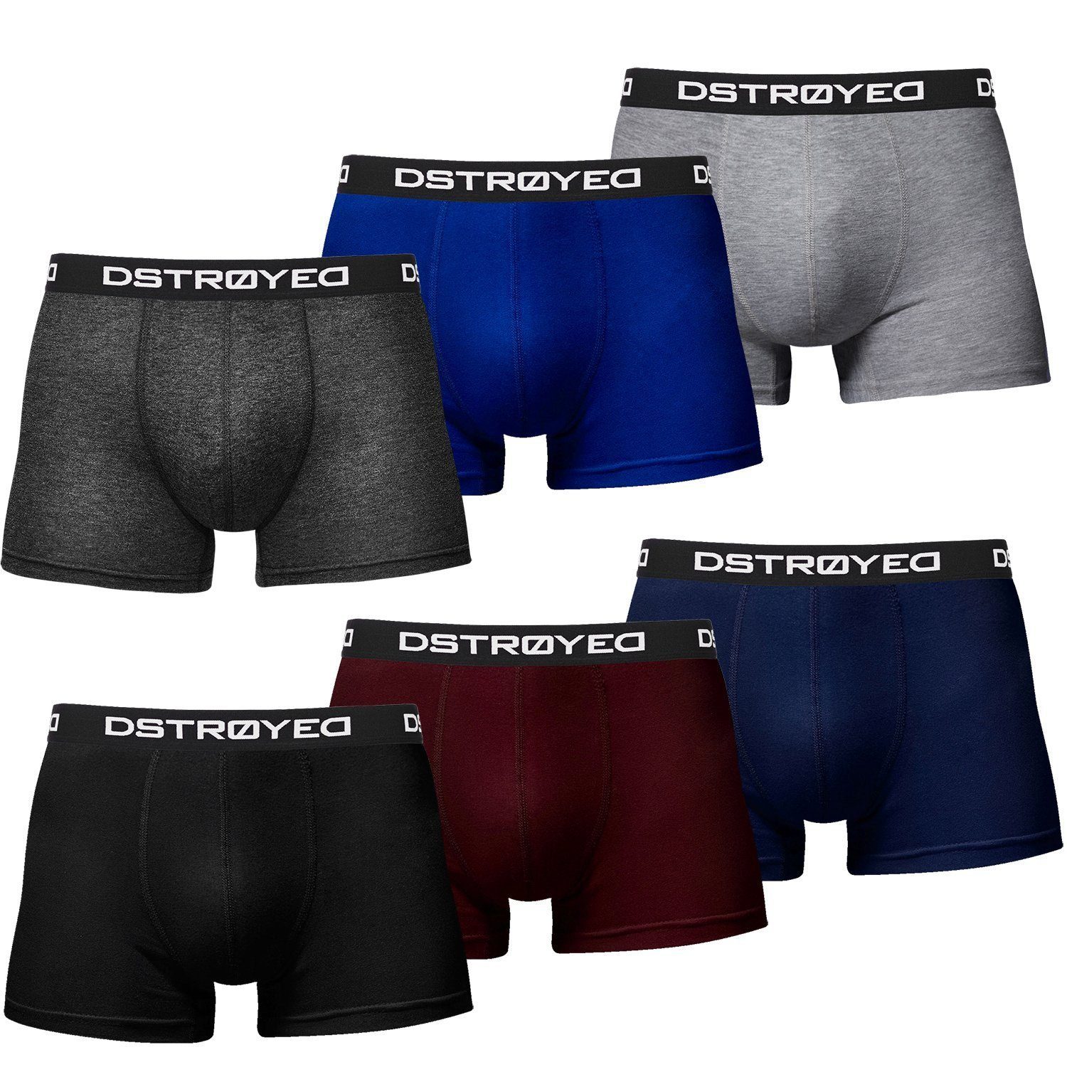 DSTROYED Boxershorts Herren Männer Unterhosen Baumwolle Premium Qualität perfekte Passform (Sparpack, 6er Pack) S - 7XL