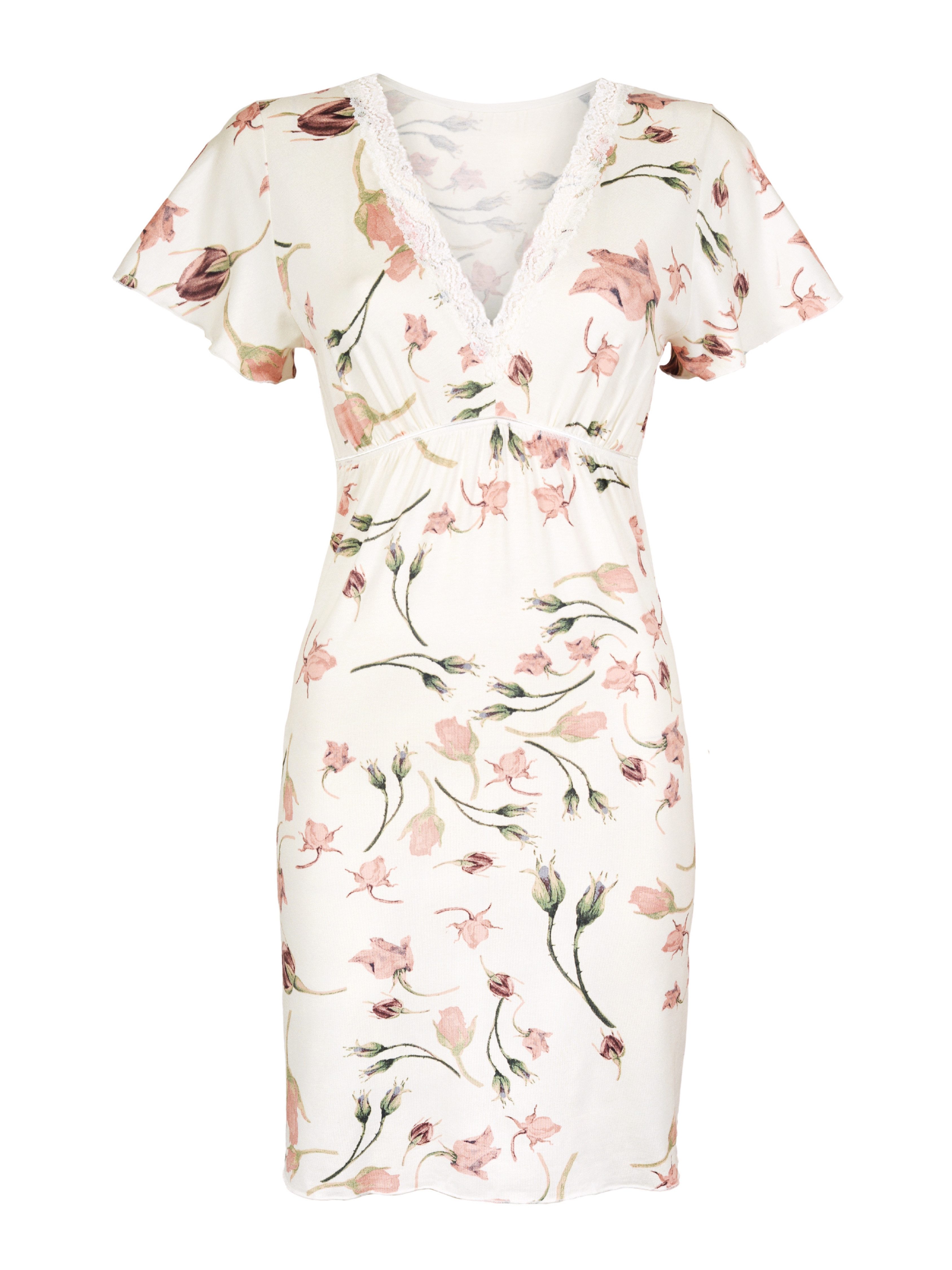 Donna Nachthemd mit Rosen Allover-Druck Damen Kurzarm Schlafshirt, mit weic günstig online kaufen