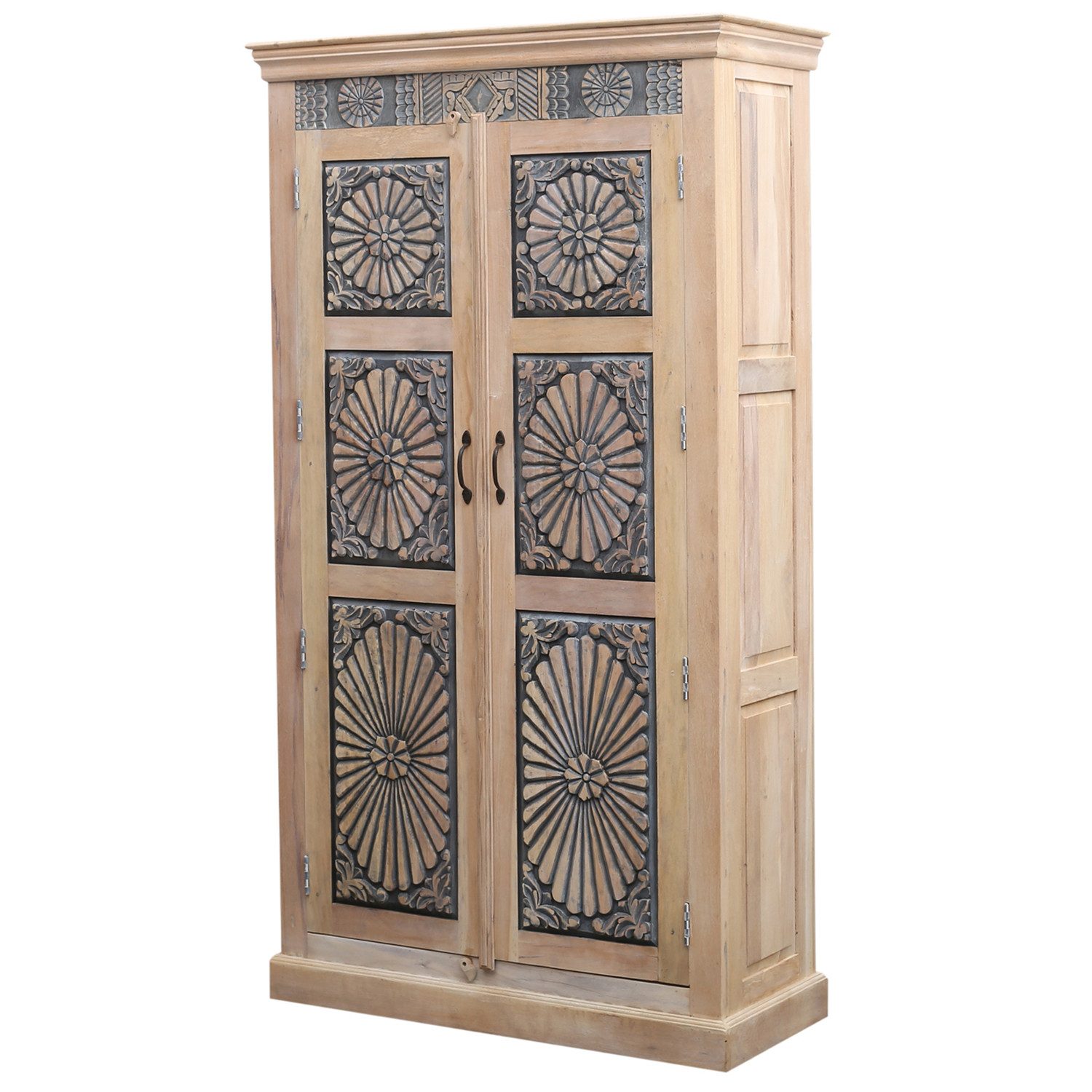 Marrakesch Orient & Mediterran Interior Highboard Abilene Kleiderschrank – Massives Teakholz, 183 cm, handgefertigt