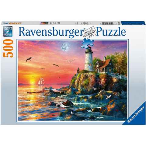 Ravensburger Puzzle Leuchtturm am Abend, 500 Puzzleteile, Made in Germany, FSC® - schützt Wald - weltweit
