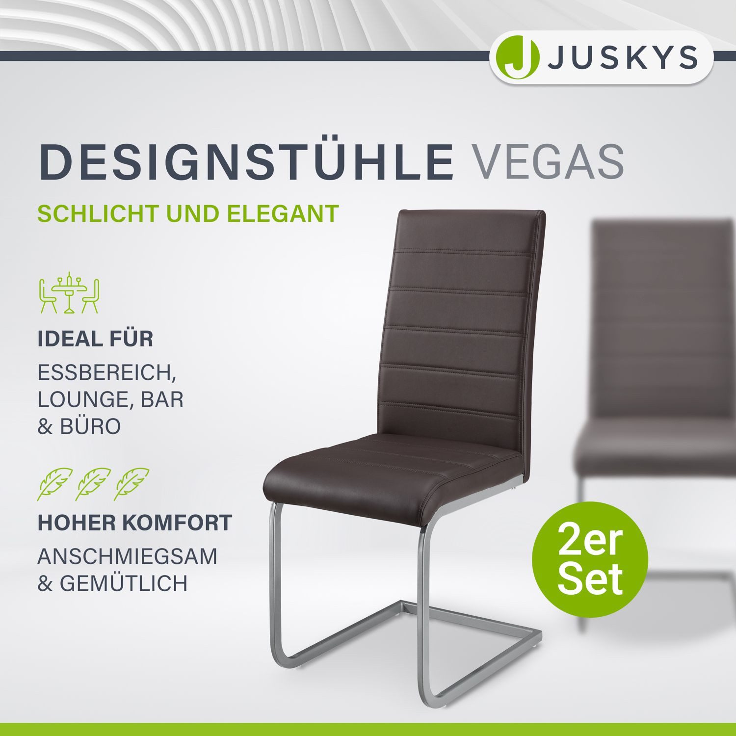Juskys Freischwinger Vegas, hohe Rückenlehne, pflegeleicht, günstig online kaufen