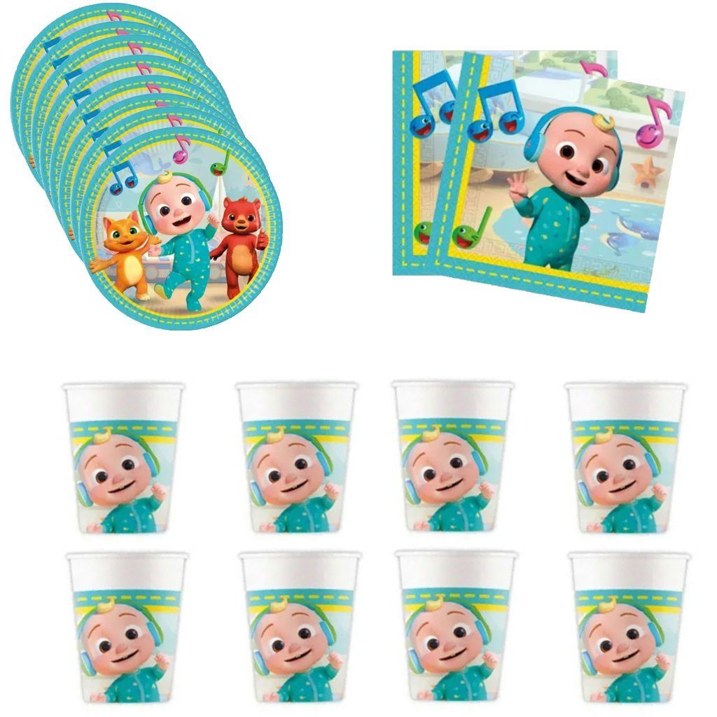 COCOMELON Einweggeschirr-Set CoComelon Geburtstag Deko Set 36tlg. Partyset (36-tlg), 8 Personen
