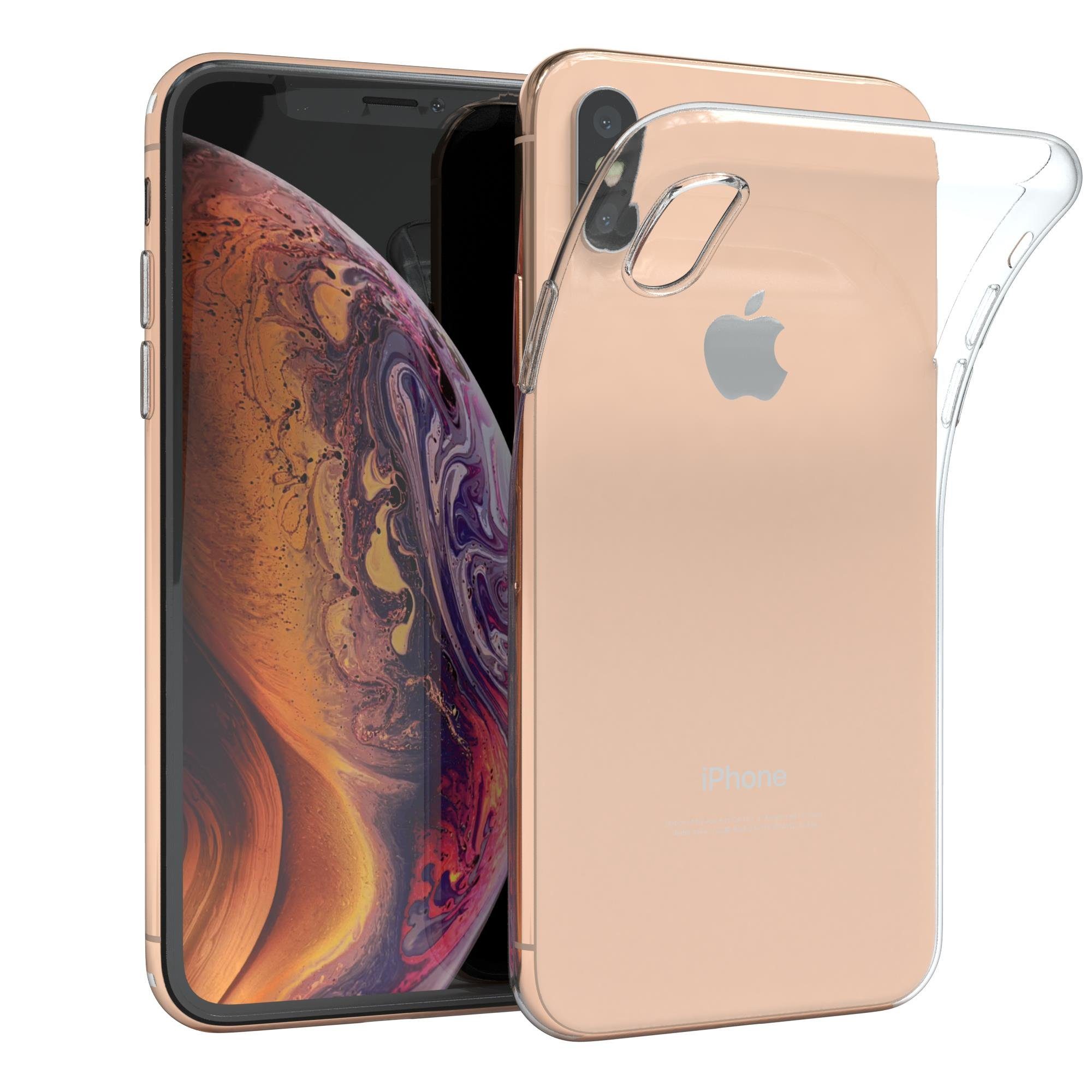 EAZY CASE Handyhülle Slimcover Clear für Apple iPhone X / iPhone XS 5,8 Zoll, durchsichtige Hülle Ultra Dünn Silikon Backcover TPU Telefonhülle Klar