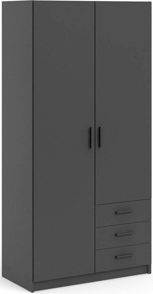 Home affaire Kleiderschrank Sprint, viel Stauraum, robuste Qualität, 3 Breiten 98, 147, 195 cm Breite 98,5/147 oder 195,5 cm, je mit Einlegeböden und Kleiderstange