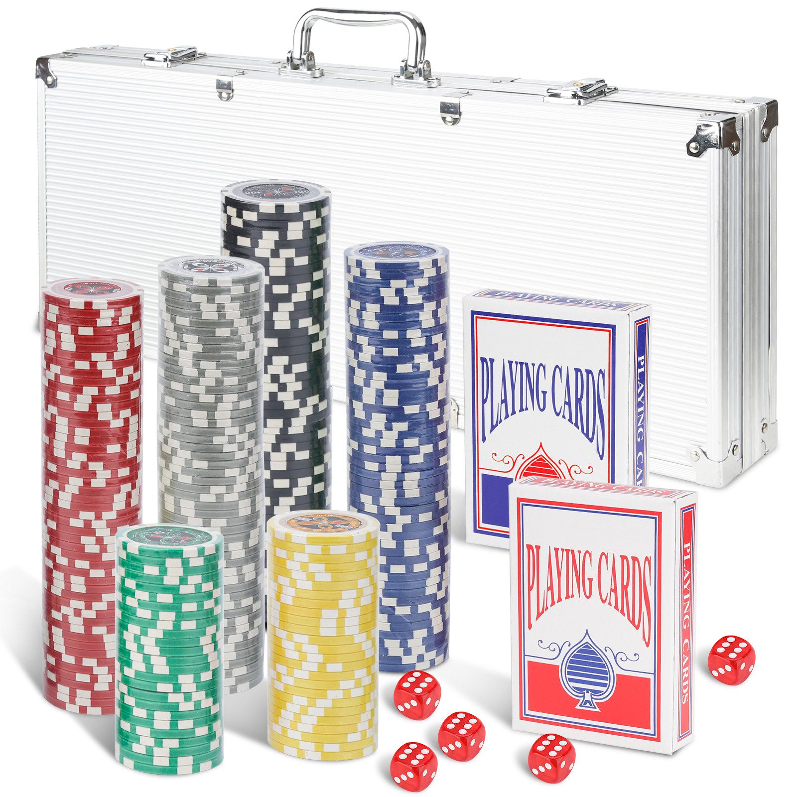 Clanmacy Spiel Pokerchips 300Chips Button Alu Koffer Jetons Pokerset Pokerkoffer