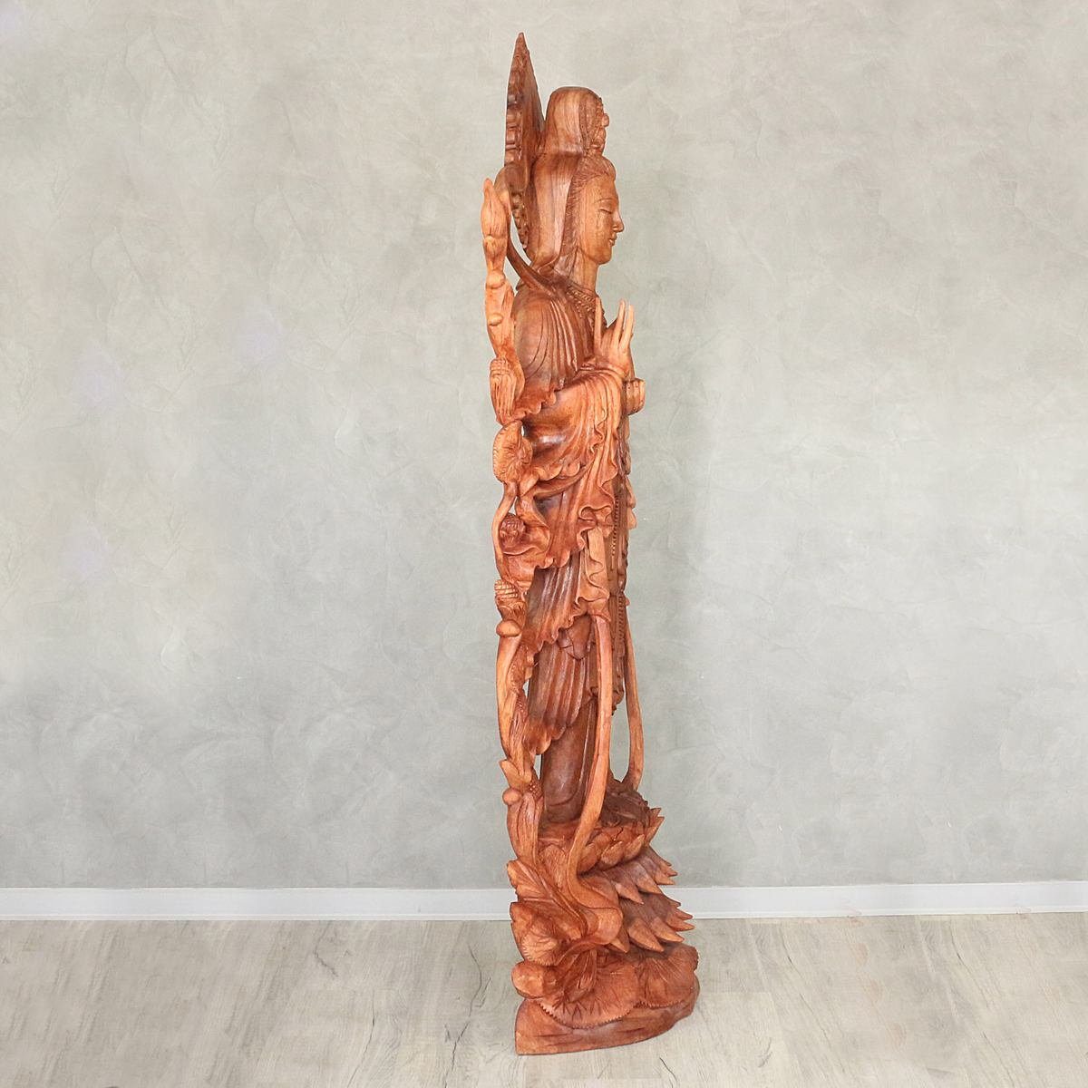 Oriental Galerie Dekofigur Guanyin Guan Herstellung Yin Skulptur in Ursprungsland 160 Handarbeit traditionelle cm (1 im Holz Figur St)