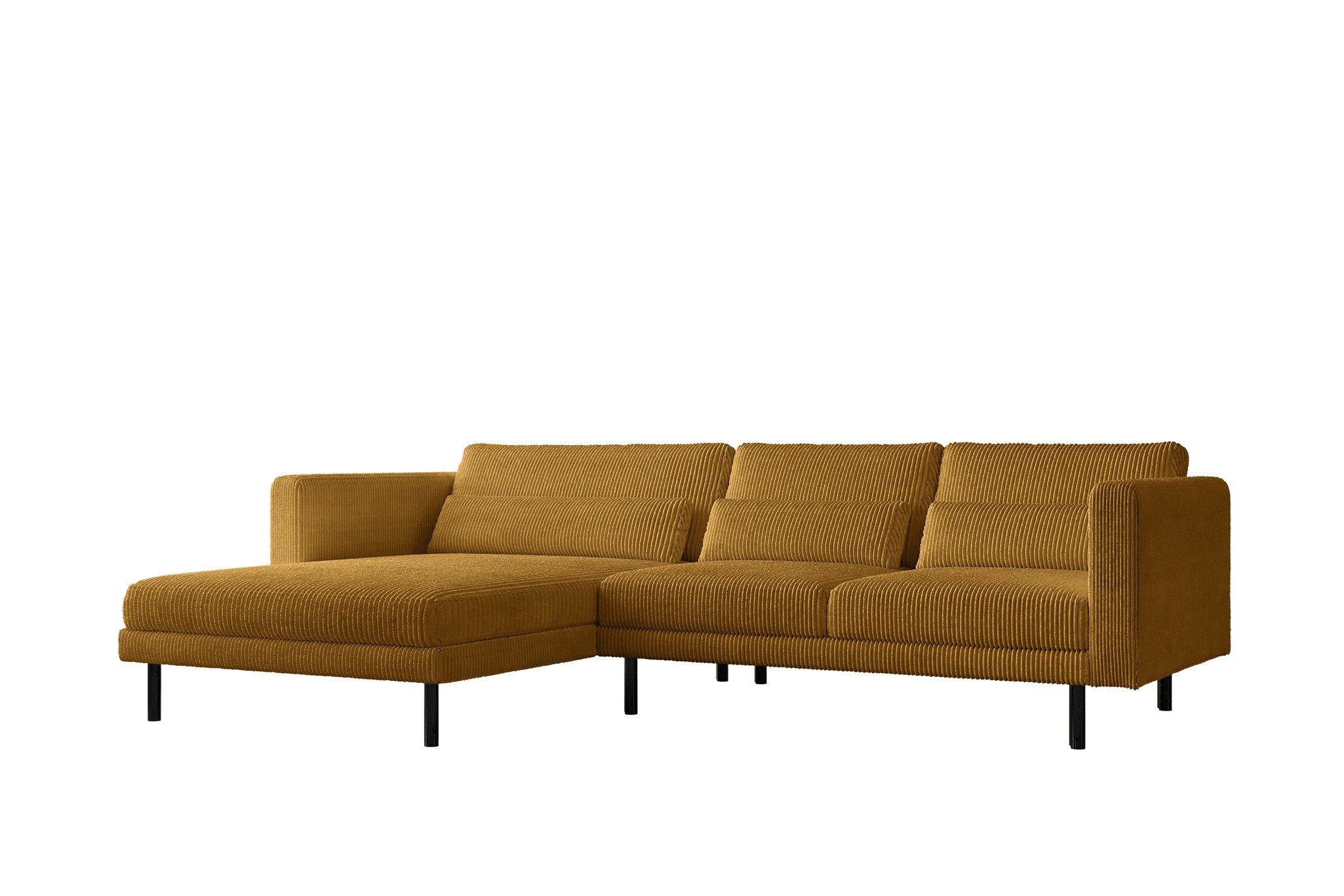 Fun Möbel Ecksofa Designersofa AGADA in Stoff, mit Ottomane Links oder Rechts, Rundumbezug