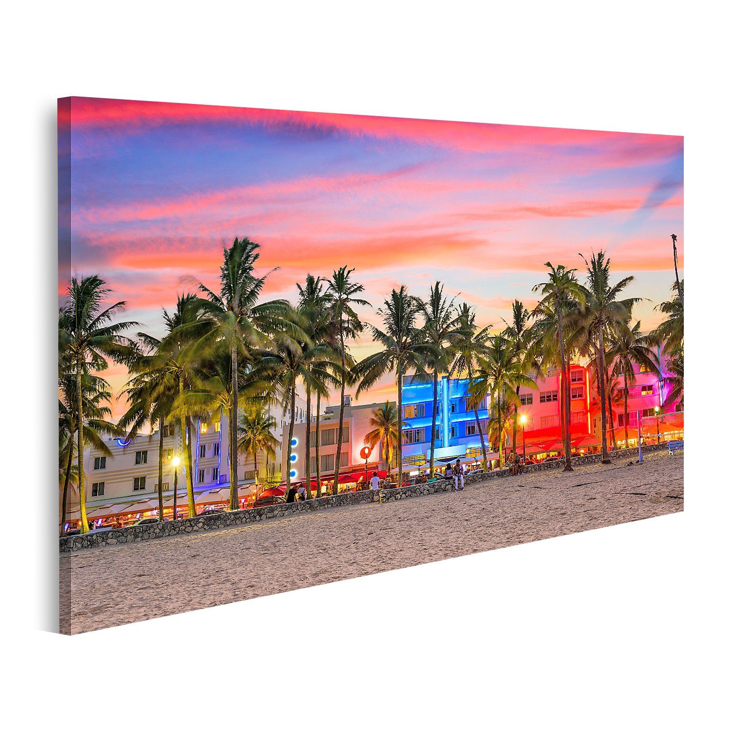 islandburner Leinwandbild Bild auf Leinwand Miami Florida Usa Stadtbild am Strand von Miami am O