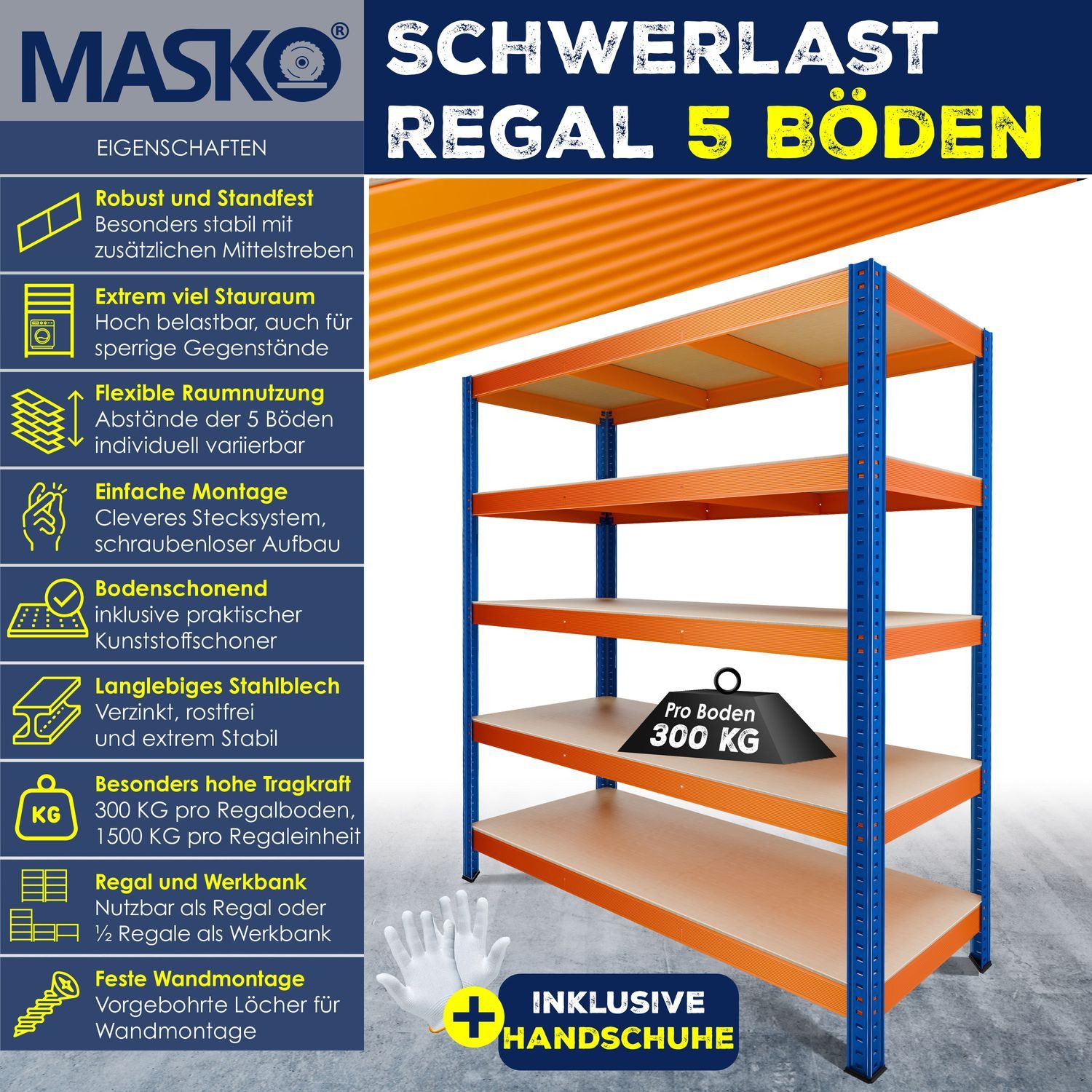MASKO Schwerlastregal, Lagerregal 300 kg pro günstig online kaufen
