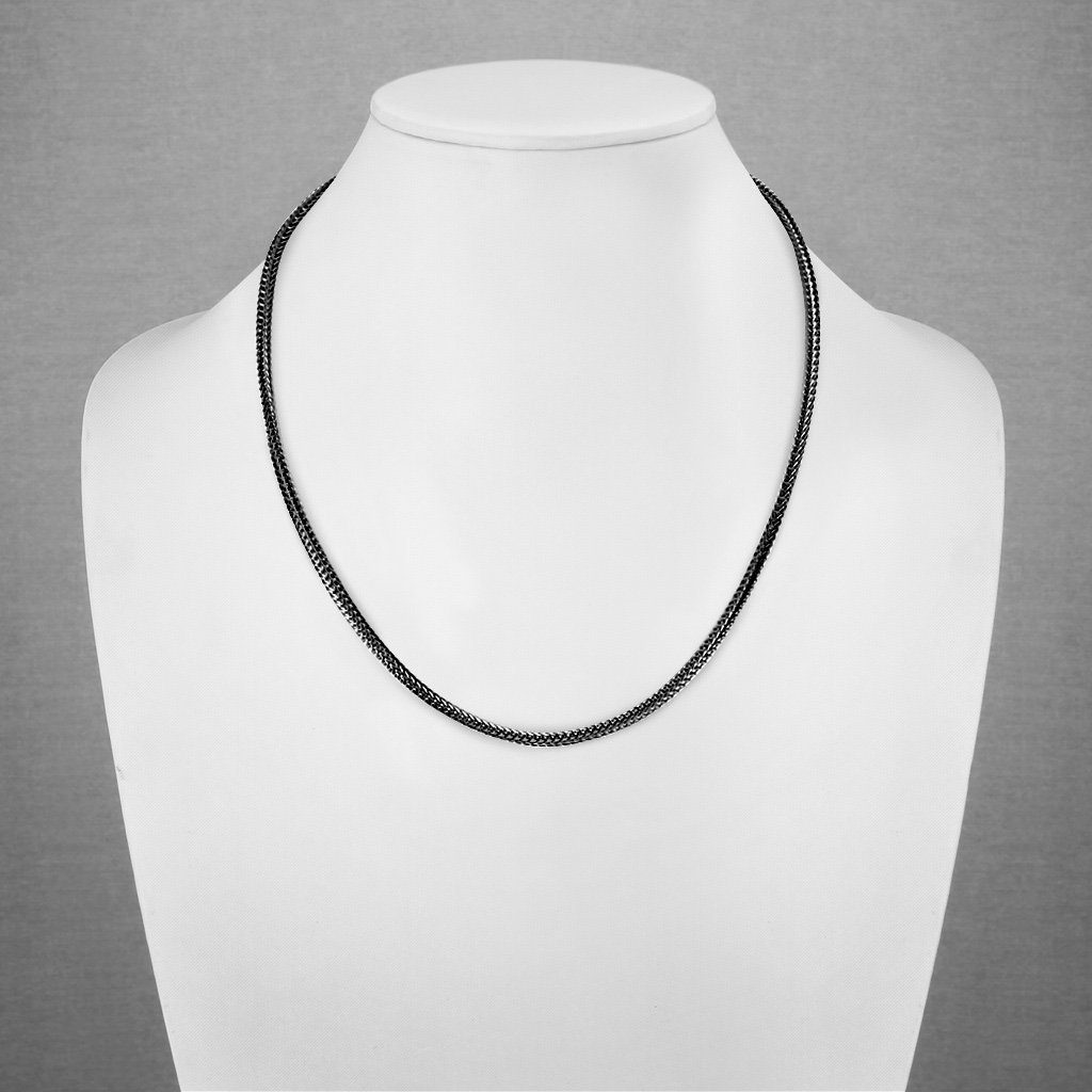 schwarz aus Kette Ketten-Set Edelstahl Necklace Halskette Unisex quadratische BUNGSA Weizenkette (1-tlg),