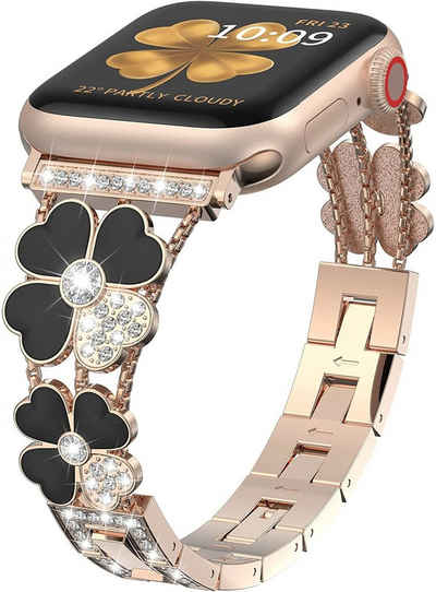 ELEKIN Smartwatch-Armband »Kompatibel mit Apple Watch Armband 38 mm, 40 mm, 41 mm, 42 mm, 44 mm, 45 mm, Damen, Bling Diamond Dressy Schmuck Metall Armband für iWatch Serie 7 6 SE 5 4 3 2 1«