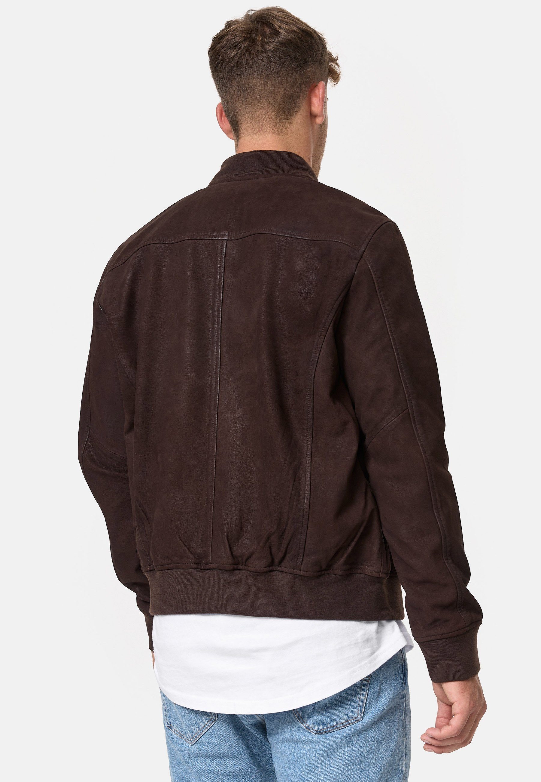 Indicode Lederjacke Herren Captain Übergangsjacke Herrenjacke aus echtem Ziegenleder