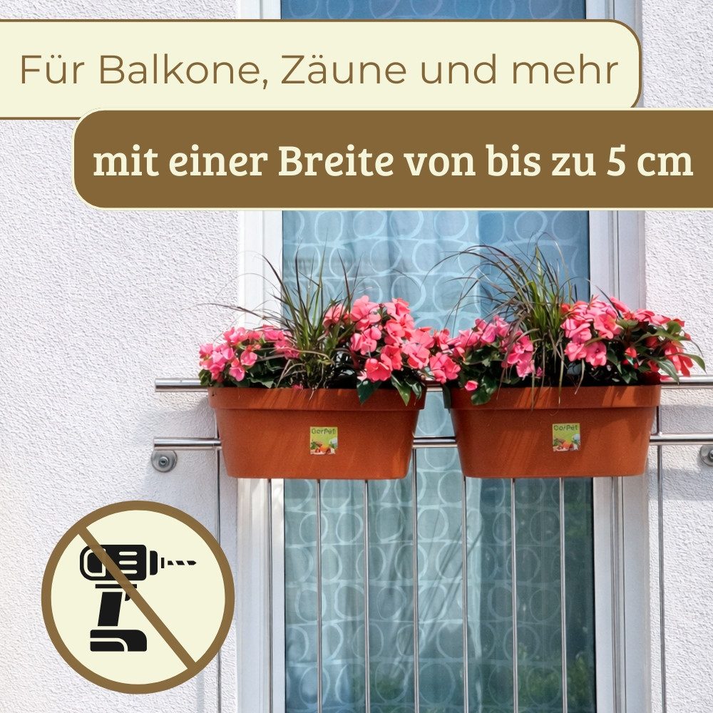 GarPet Balkonkasten Geländerkasten Balkon mit Wasserspeicher Blumen Topf Kasten Geländer – Bild 4 von 5