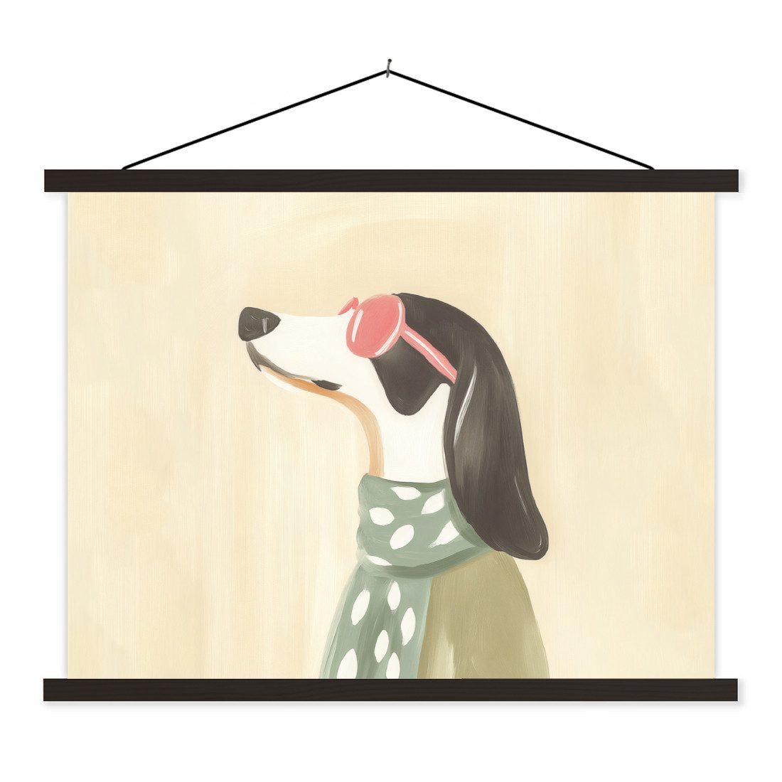 Poster Hund - Sonnenbrille - Halstuch