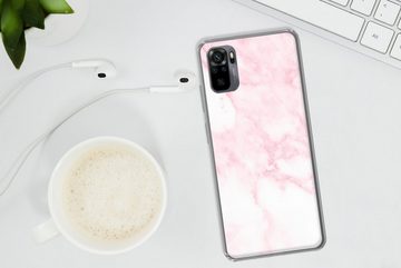 MuchoWow Handyhülle Marmor - Weiß - Rosa - Chic - Marmoroptik, Phone Case, Handyhülle Xiaomi Redmi Note 10, Silikon, Schutzhülle