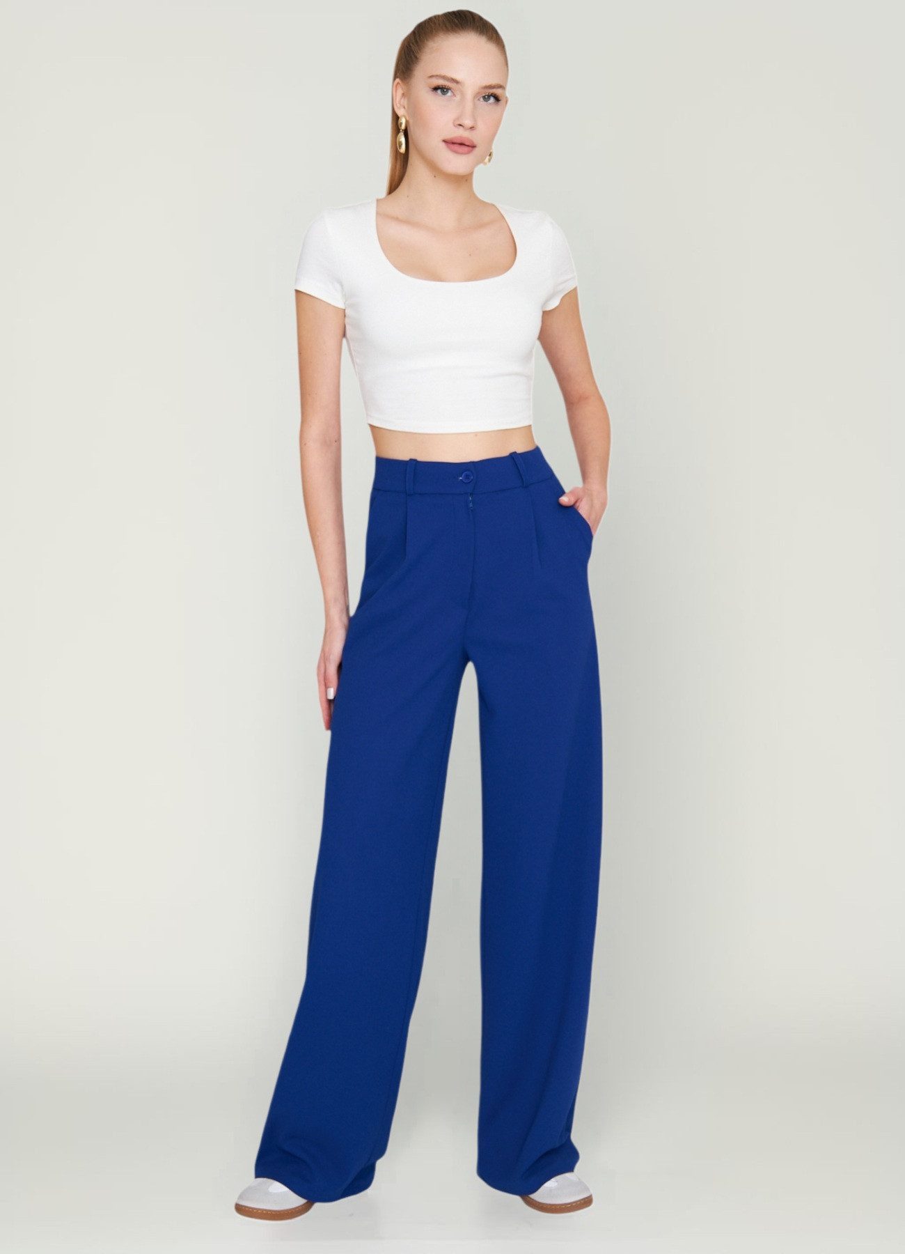 fashionshowcase Palazzohose Damen Stoffhose Marlenehose mit günstig online kaufen